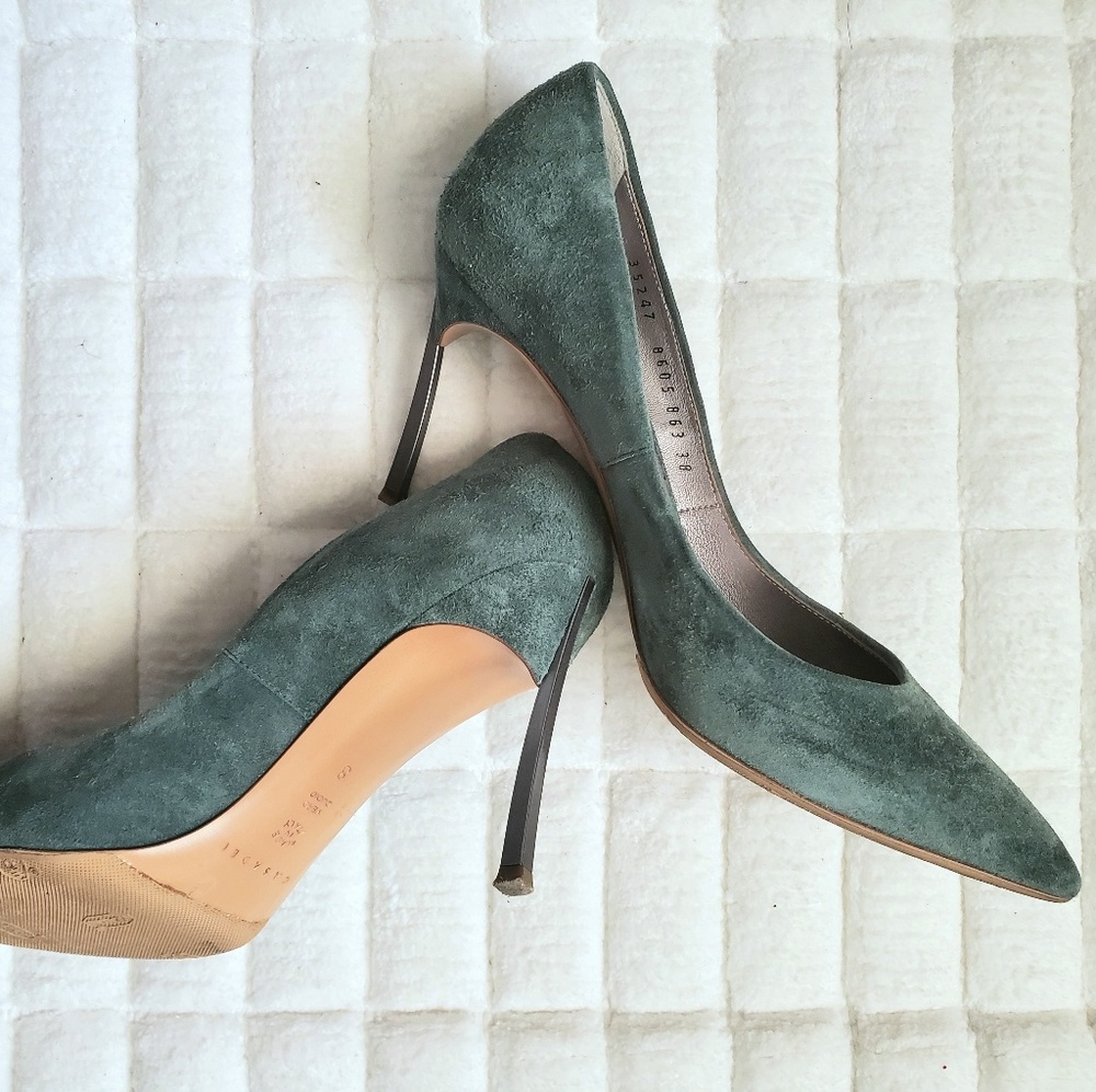 Casadei blue suede blade heels